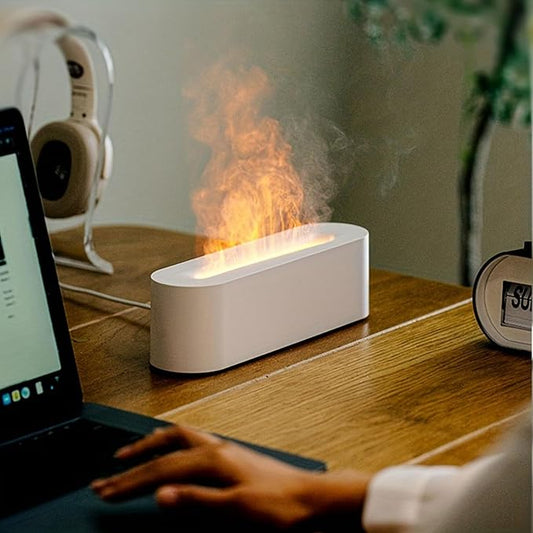 Flame Aromatherapy Diffuser Quiet USB Air Humidifier(White)