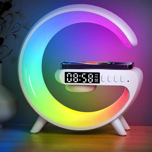 Mini Multifunction Wireless Charger Pad Stand Speaker TF RGB (white)